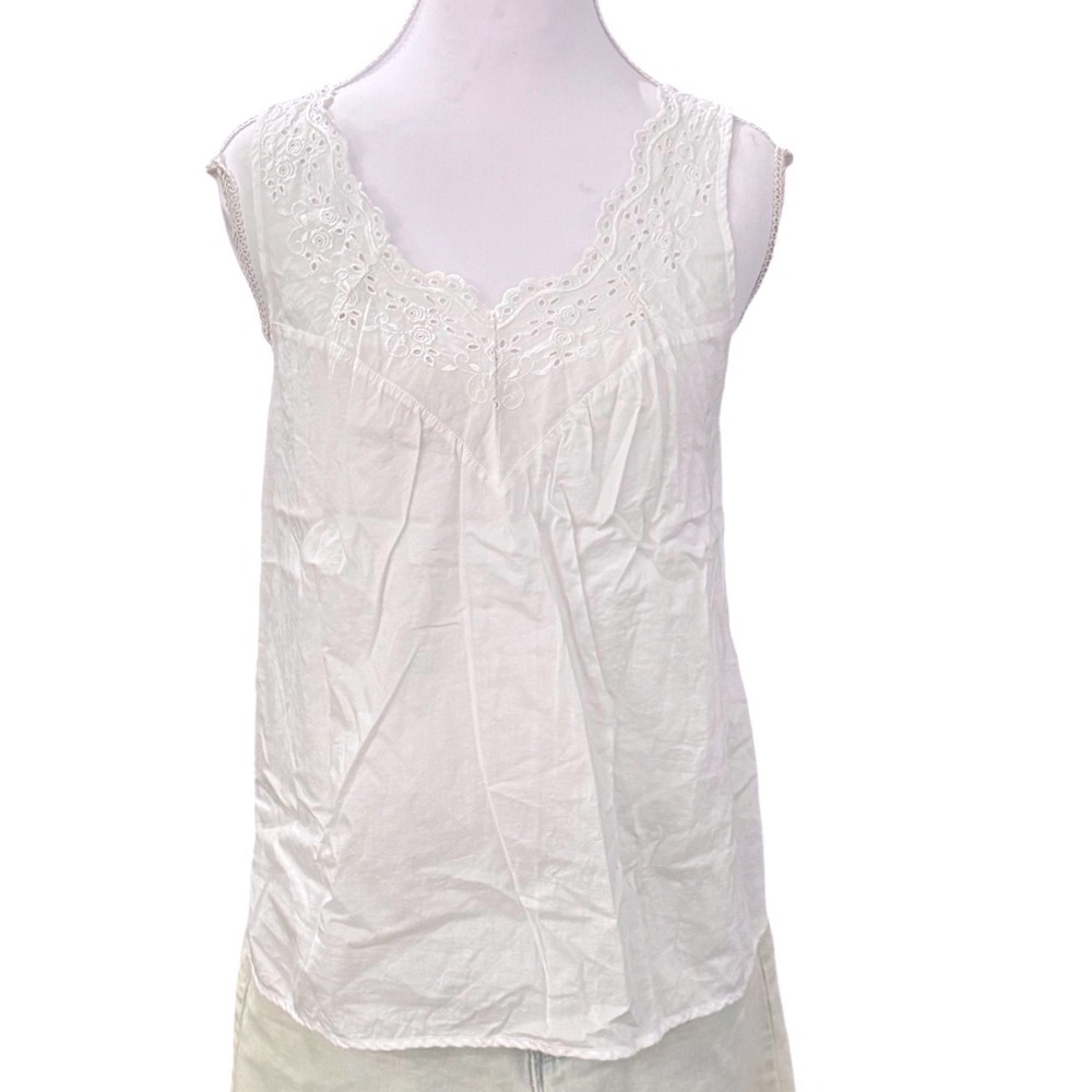 Wacoal White Eyelet Lace Cotton Camisole Top Coquette Cottagecore Size S